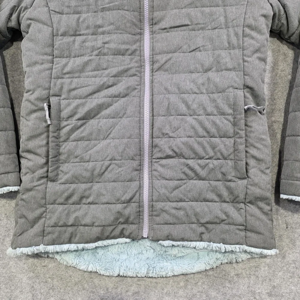 The North Face‎ Mossbud Swirl Jacket Girls XL 18 Gray Sherpa Fleece Lined Puffer